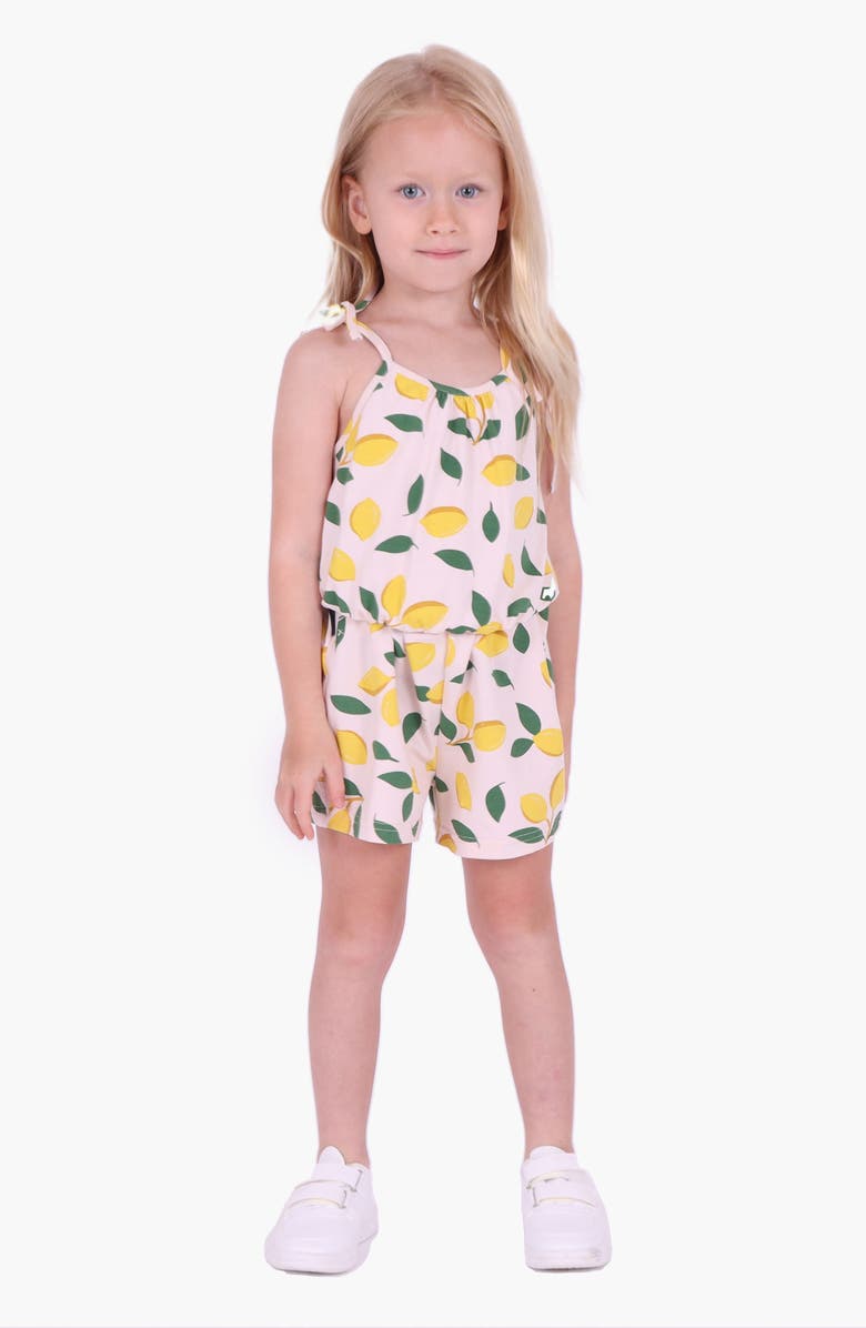 dot australia Kids' Lemon Print Tie Strap Playsuit, Alternate, color,