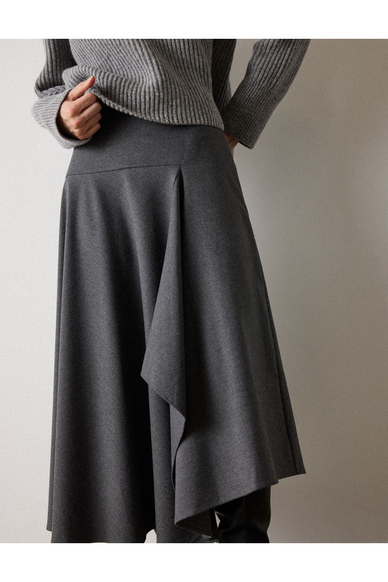 Draped Asymmetric Midi Skirt, Alternate, color, Grey