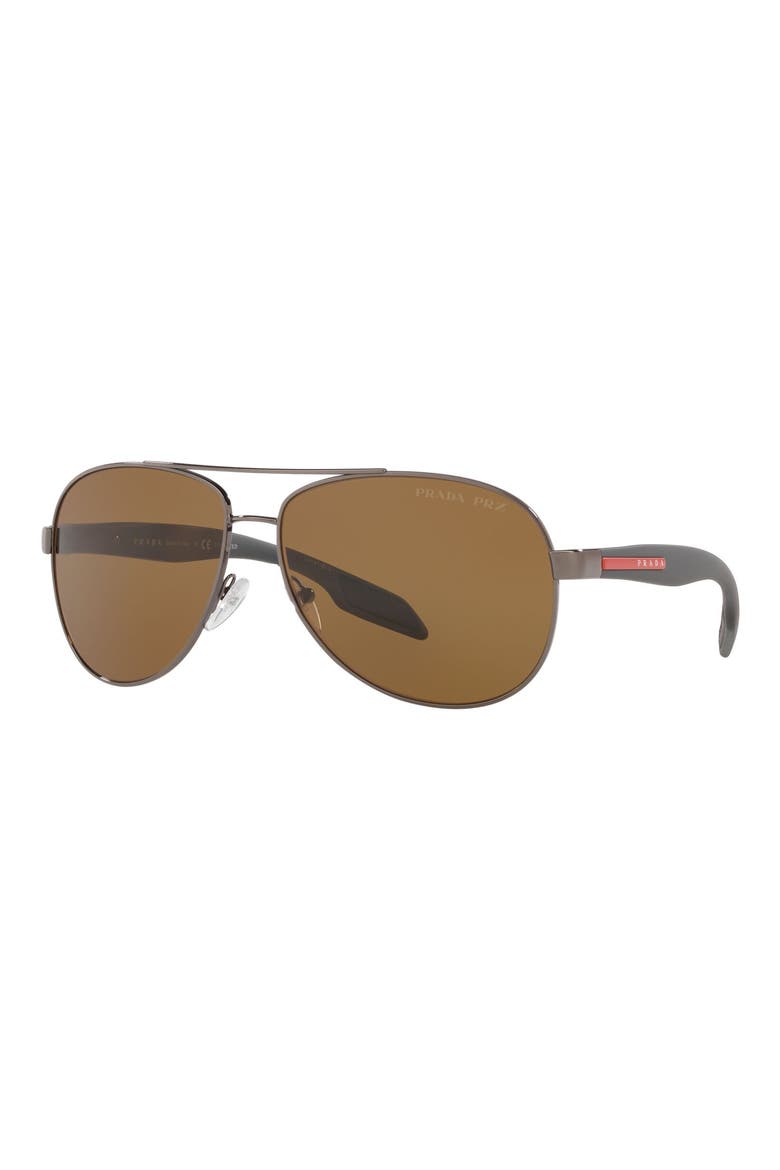 62mm Oversize Polarized Aviator Sunglasses, Alternate, color, GUNMETAL/ BROWN