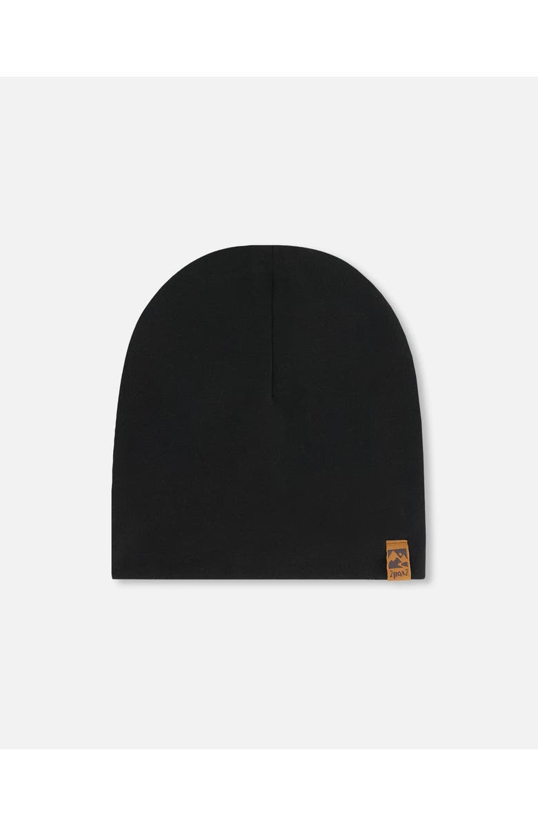 Deux par Deux Kids Unisex Solid Beanie Hat Black, Main, color, Black