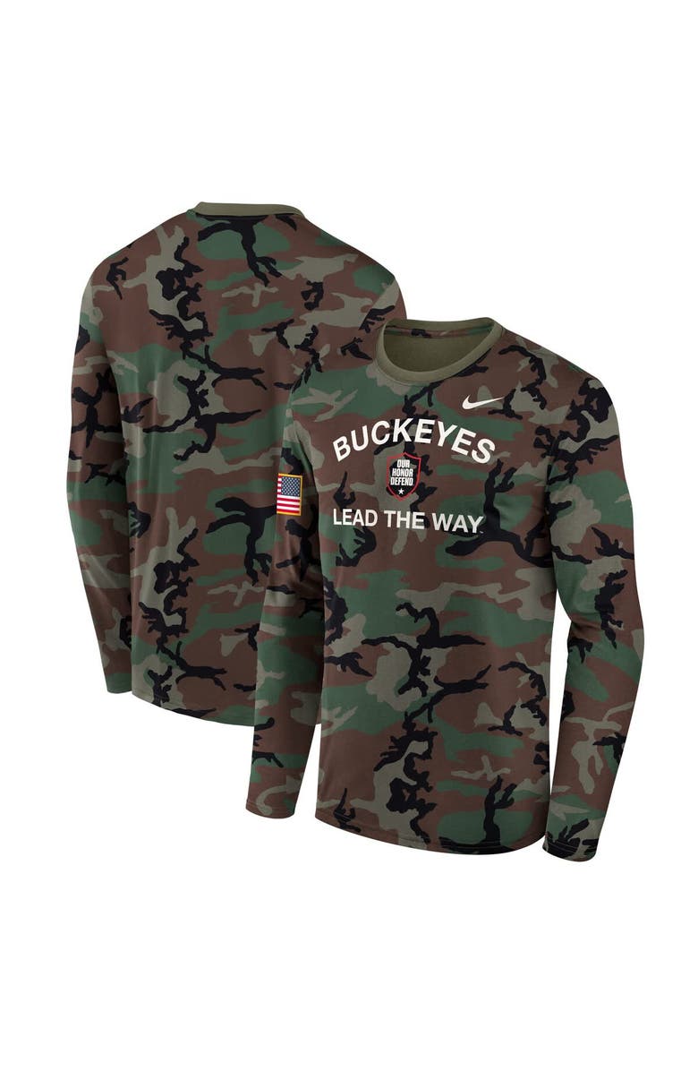 Nike Men's Nike Camo Ohio State Buckeyes 2025 Military Appreciation Legend Dri-FIT Long Sleeve T-Shirt, Main, color, Camo