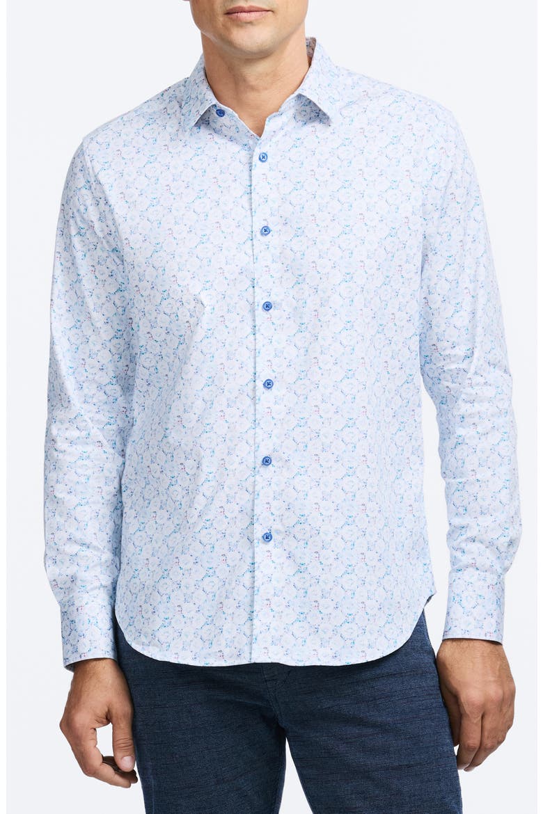 Bramston Medallion Print Stretch Cotton Button-Up Shirt, Main, color, WHITE
