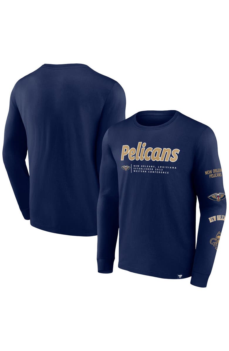 FANATICS Men's Fanatics Branded Navy New Orleans Pelicans Baseline Long Sleeve T-Shirt, Alternate, color, Navy