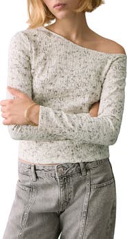 MANGO TEEN One-Shoulder Ruched Long Sleeve Top