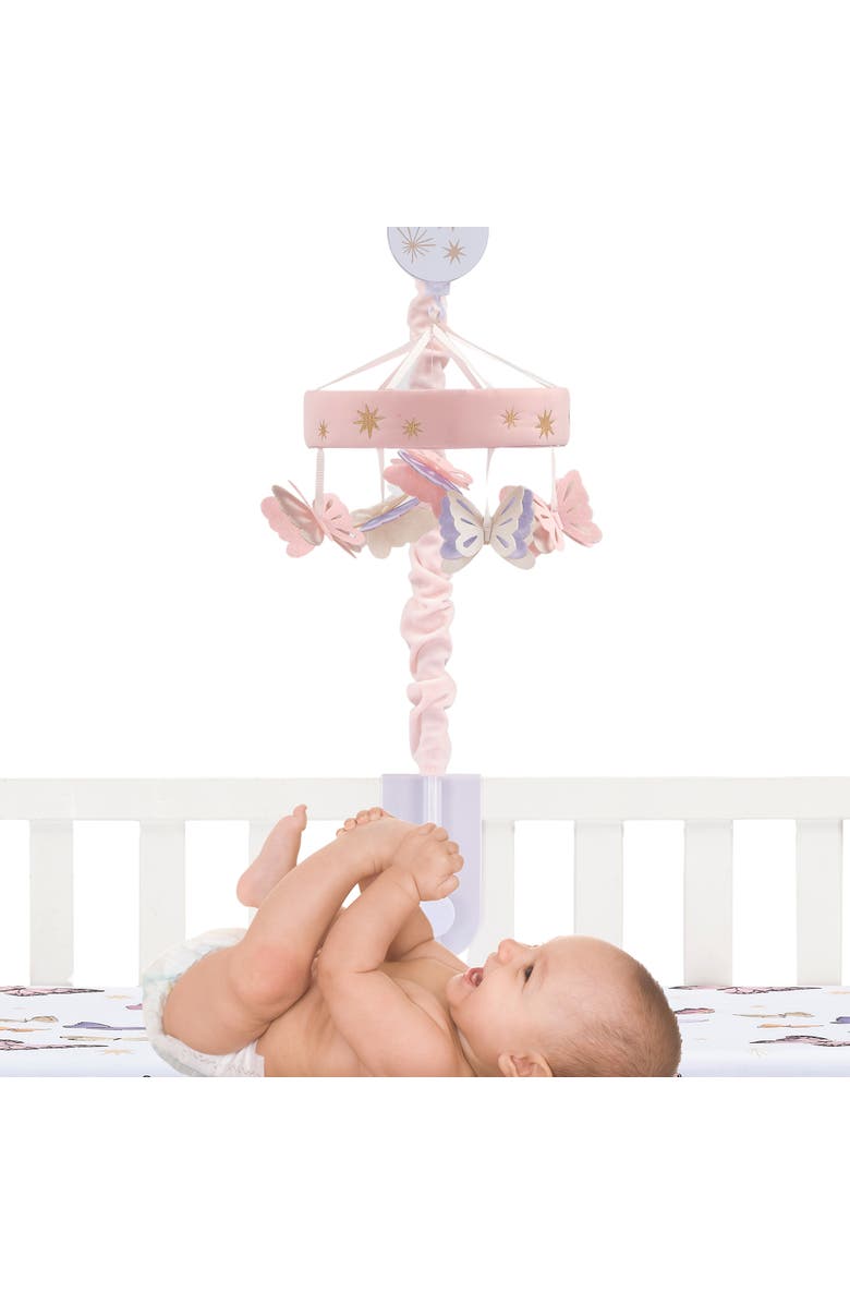 Lambs & Ivy Butterfly Dreams Musical Baby Crib Mobile Soother Toy, Alternate, color, Pink
