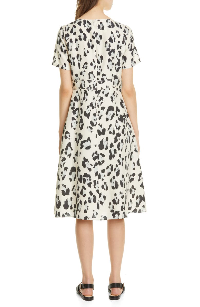 Lafayette 148 New York Amanda Spot Print Silk Dress, Alternate, color, 