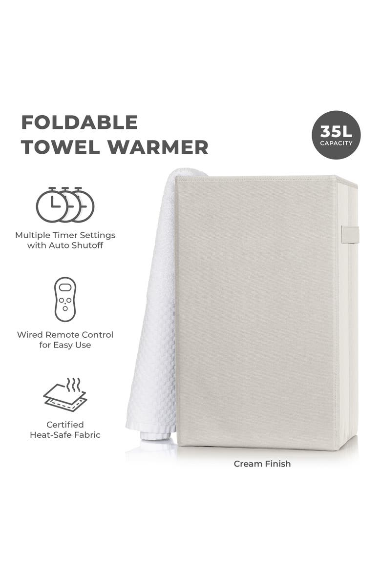Foldable Towel Warmer - 9.2 Gallon Capacity, Alternate, color, Cream