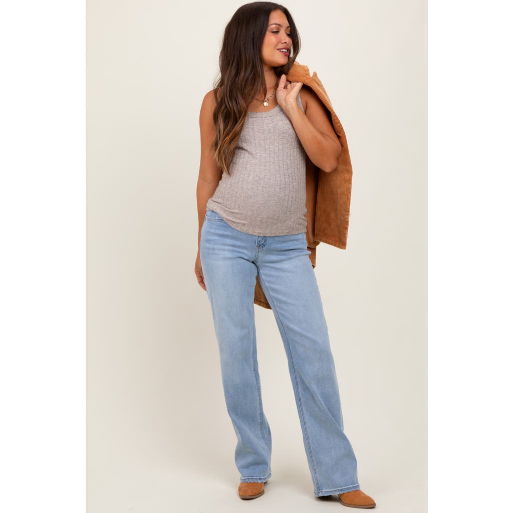 Pinkblush Relaxed Straight Leg Maternity Jeans In Blue