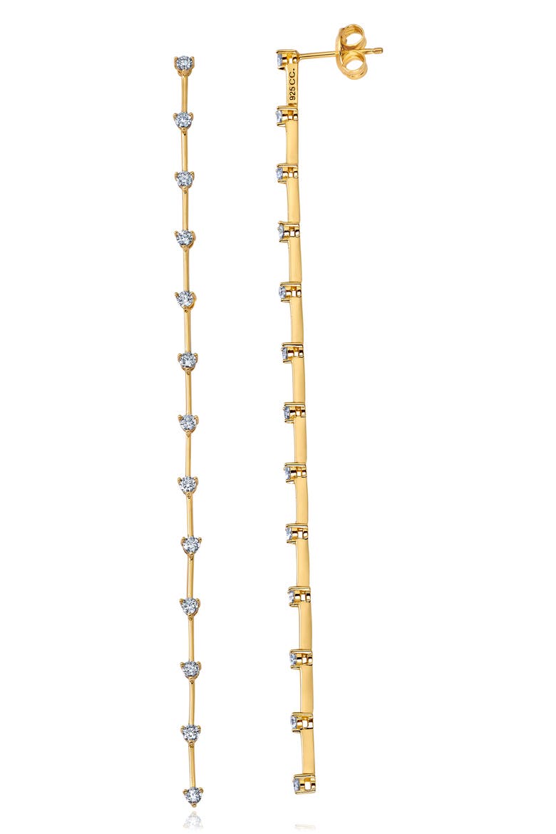 Cubic Zirconia Bar Earrings, Main, color, GOLD
