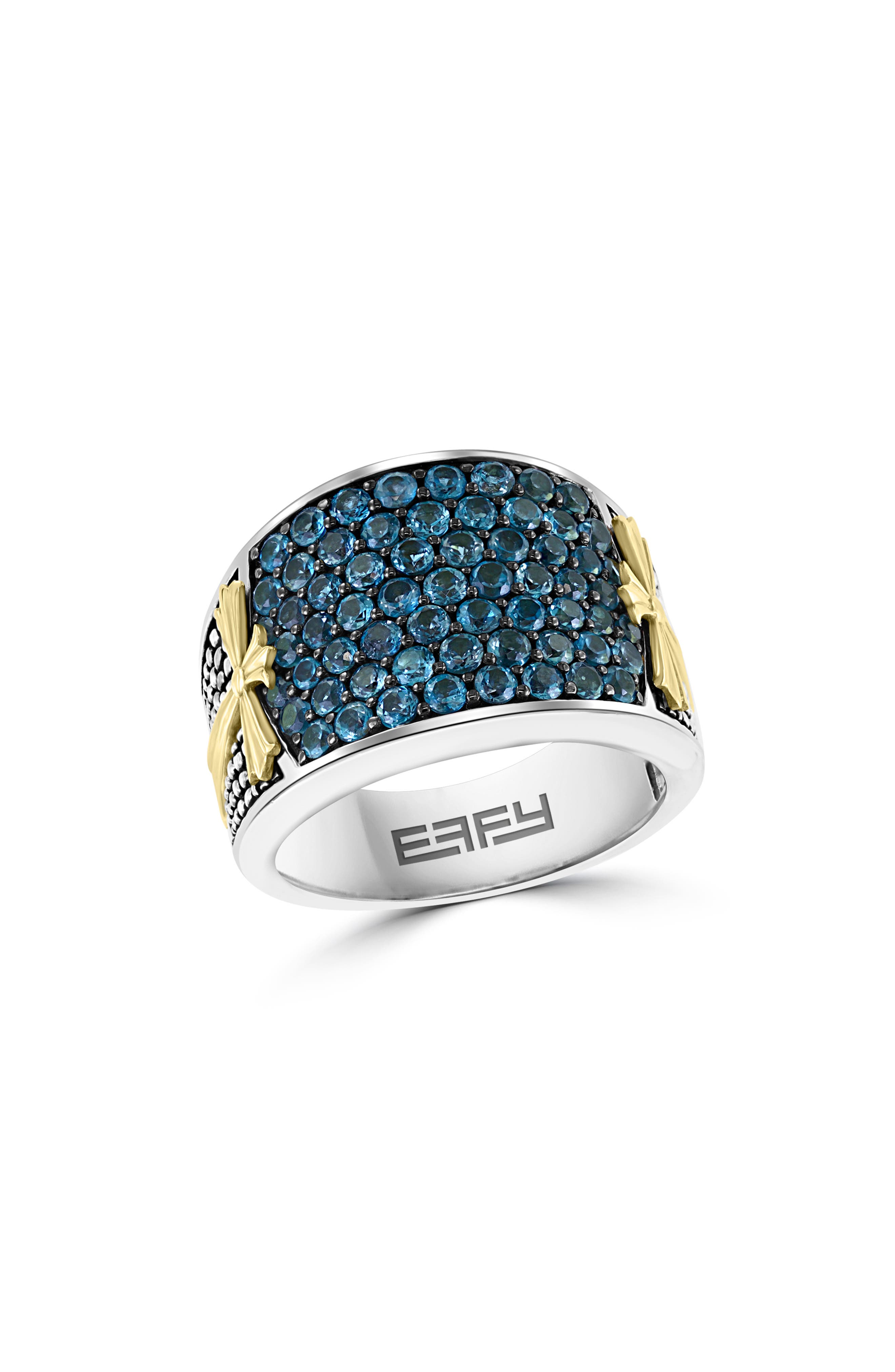 EFFY Two Tone London BLue Topaz Wide Band Ring