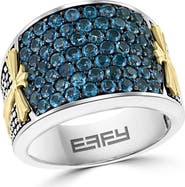 EFFY Two Tone London BLue Topaz Wide Band Ring
