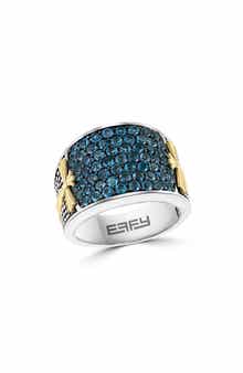 EFFY Two Tone London BLue Topaz Wide Band Ring