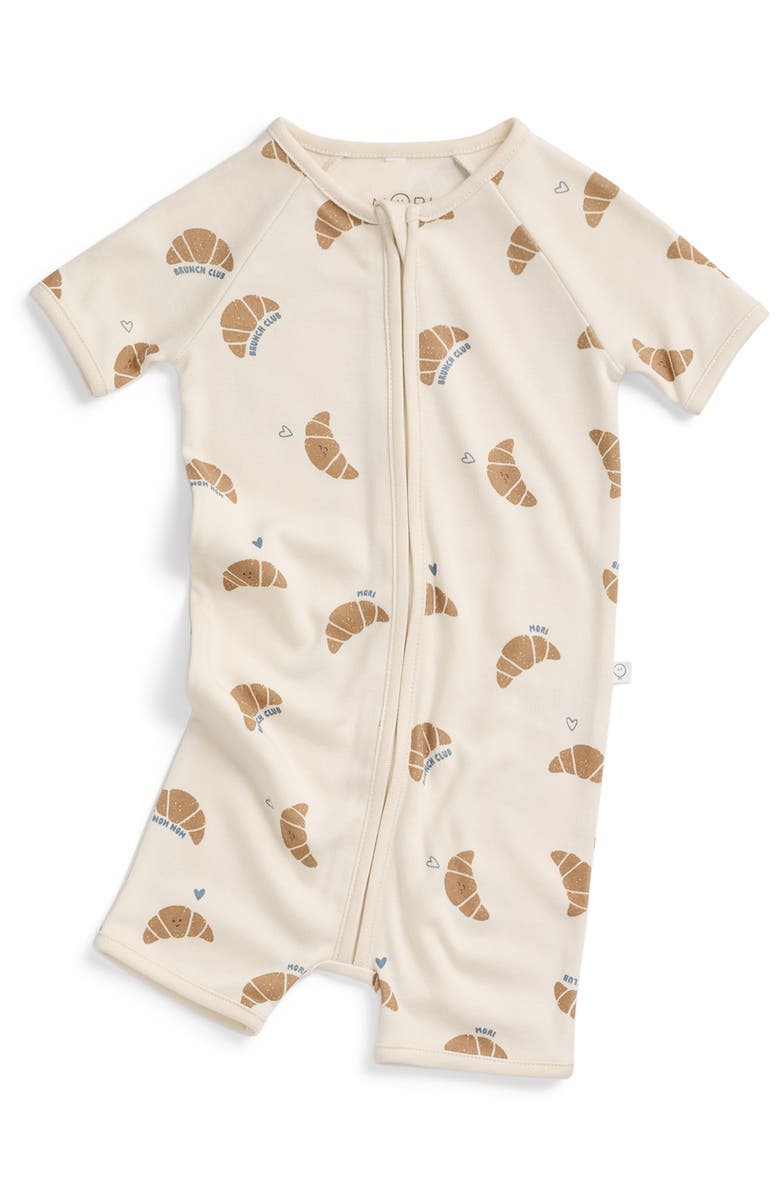 MORI Summer Zip Up Sleepsuit, Main, color, Brunch Club Tawny Bown