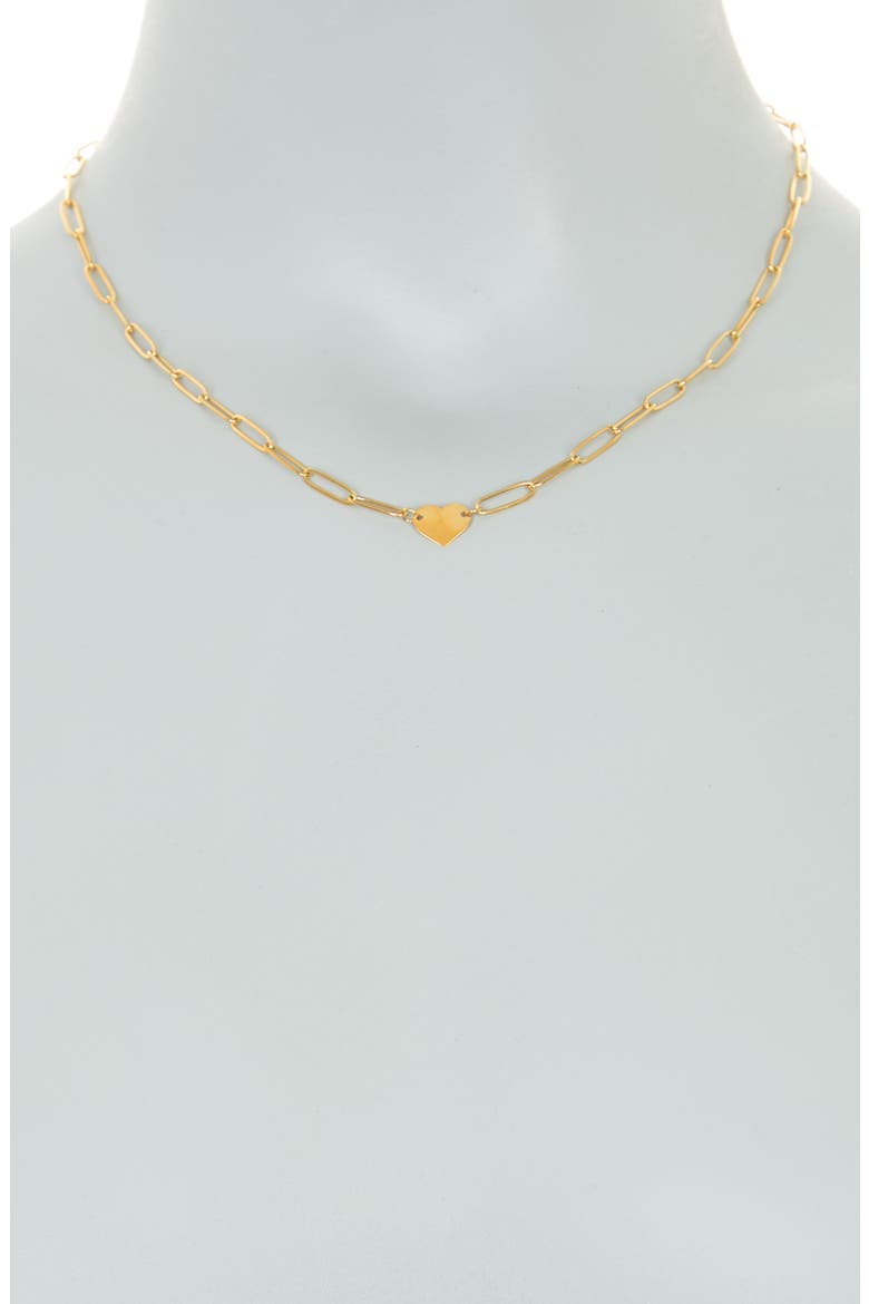14K Gold Plated Paperclip Chain Heart Pendant Necklace, Alternate, color, YELLOW
