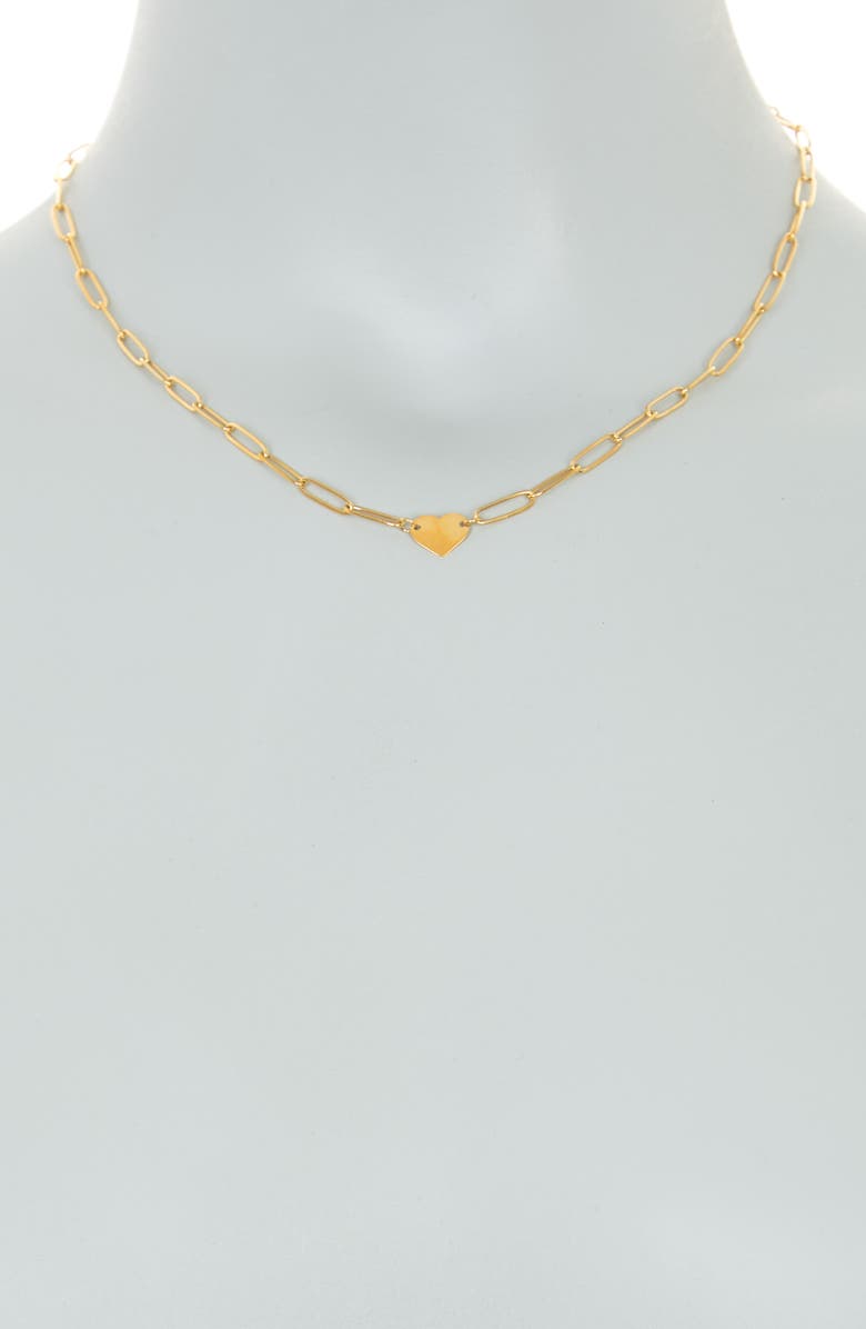 Adornia 14K Gold Plated Paperclip Chain Heart Pendant Necklace, Alternate, color, Yellow