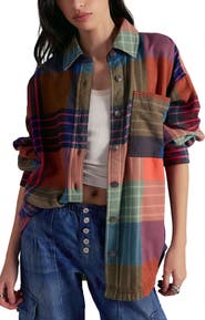 Free People Ashley Oversize Plaid Cotton Button-Up Shirt