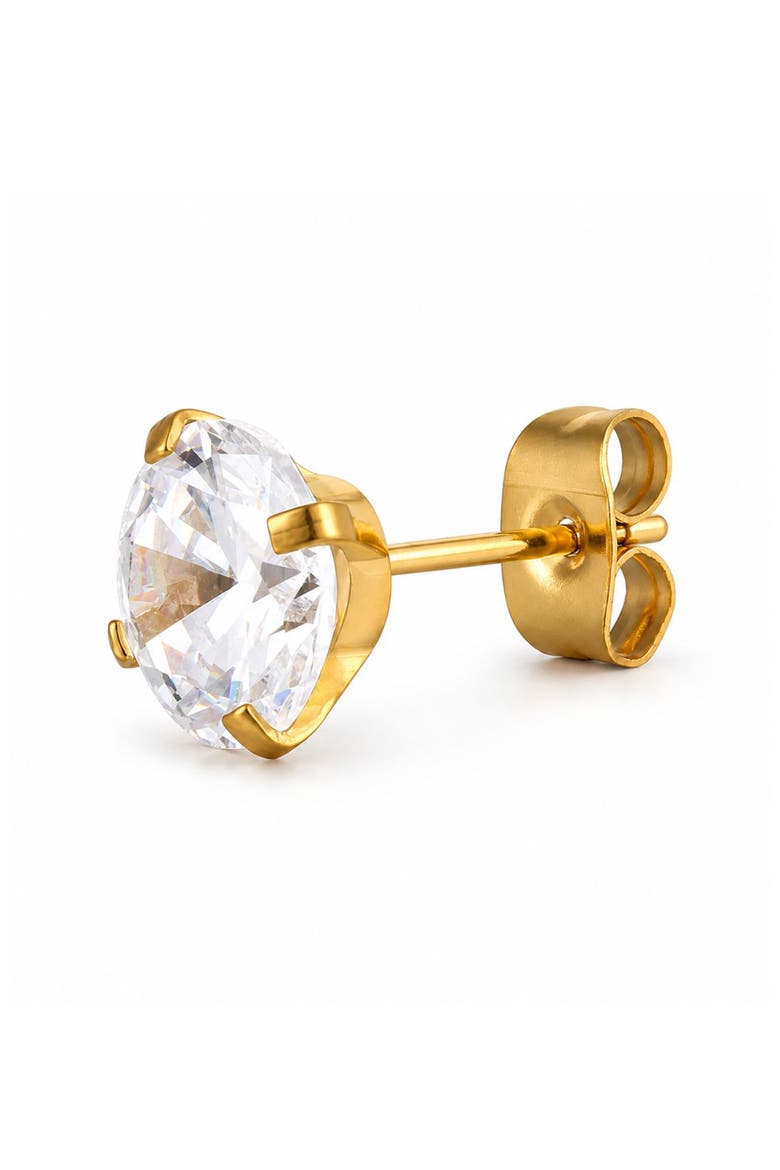 Round Cut Cubic Zirconia Stud Earrings, Alternate, color, GOLD