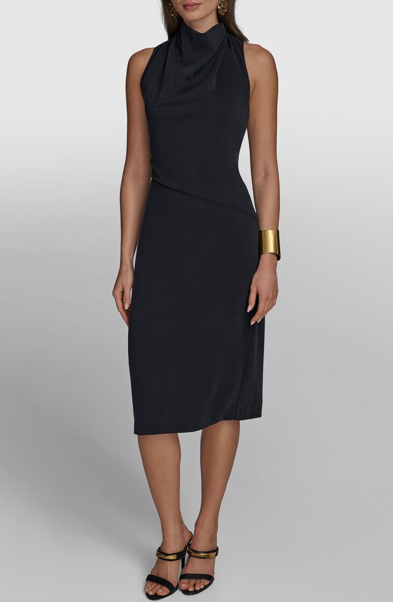 knee length dresses for ladies Sleeveless Cowl Neck Midi Dress | A-Line Dress