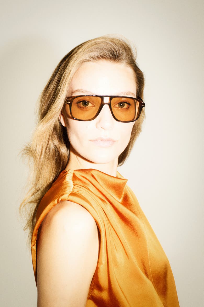 Belted Dress With Shoulder Pads, Alternate, color, Orange