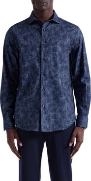 Bugatchi Axel Trim Fit Abstract Floral Cotton Button-Up Shirt