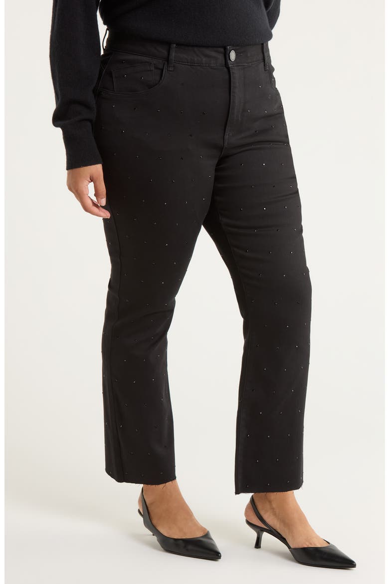 Bennett High Waist Diamante Detail Bootcut Jeans, Alternate, color, BLACK