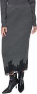 DKNY Lace Trim Sweater Midi Skirt