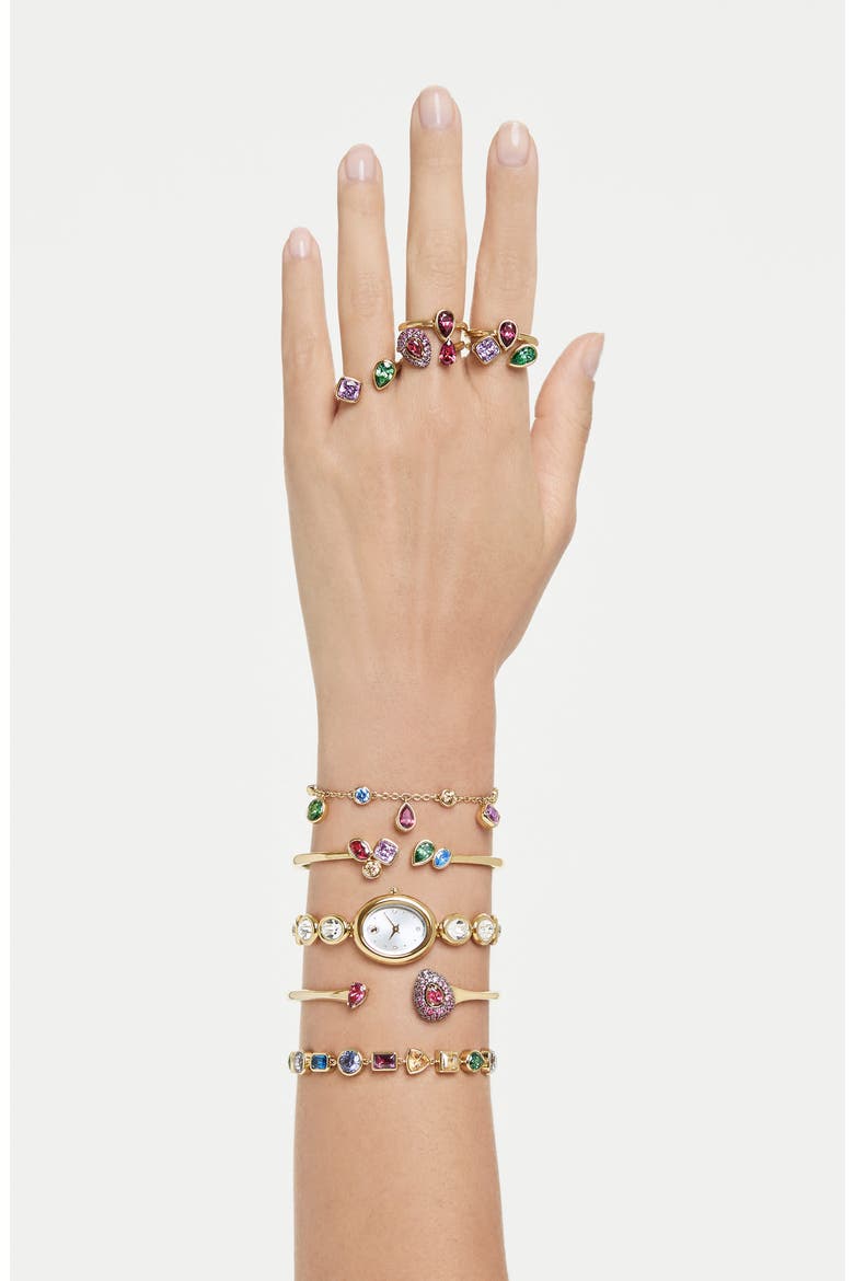 Sublima Crystal Open Bangle, Alternate, color, RED WITH GOLD