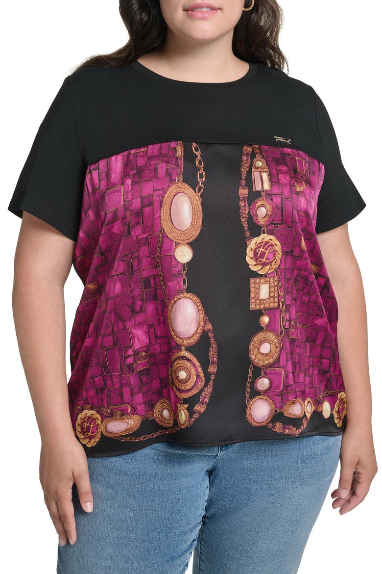 Placed Print Top, Main, color, CHERRY LACQUER COMBO