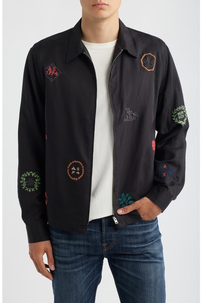 Laurel Embroidered Lightweight Jacket, Main, color, ORCA BLACK