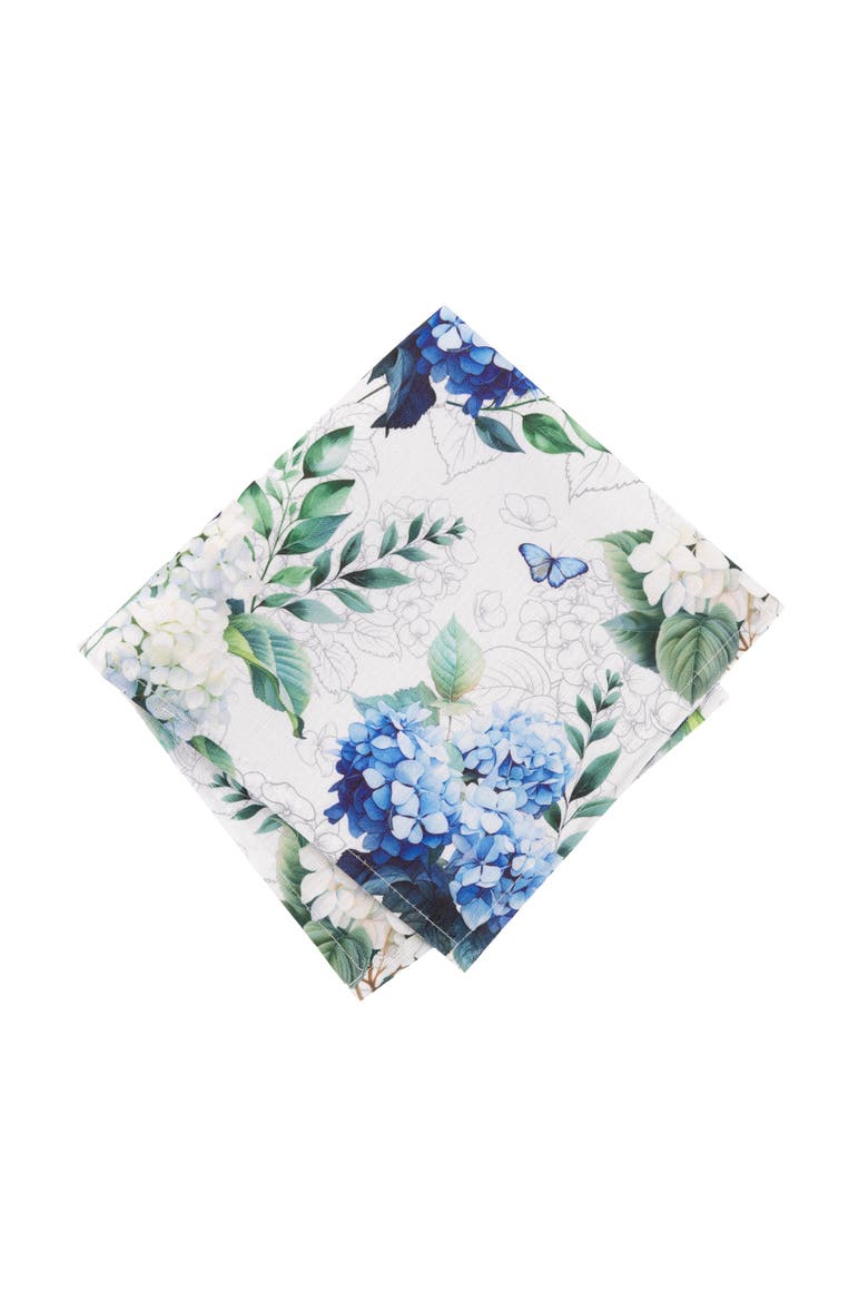 Hydrangea Bloom Floral Dinner Napkins Set of 4 Multicolor - 17"W x 17"L, Alternate, color, Multicolor