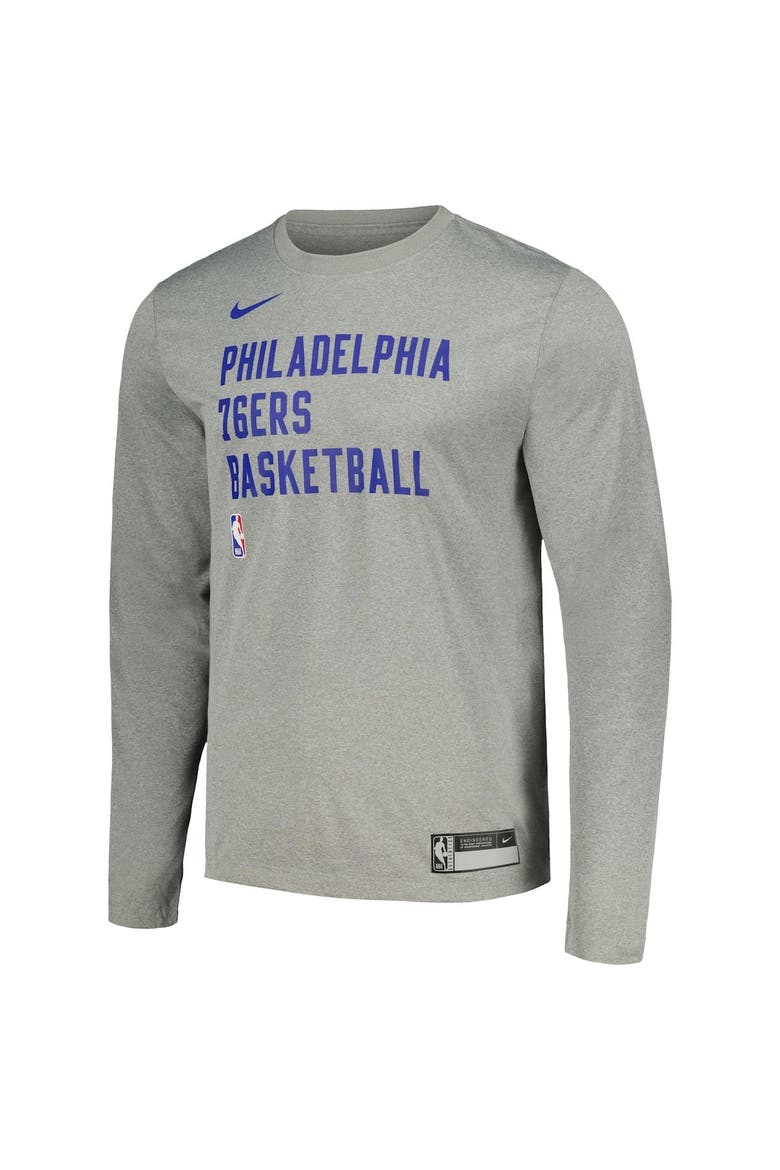 Unisex Nike Heather Gray Philadelphia 76ers 2023/24 Legend On-Court Practice Long Sleeve T-Shirt, Alternate, color, Heather Gray
