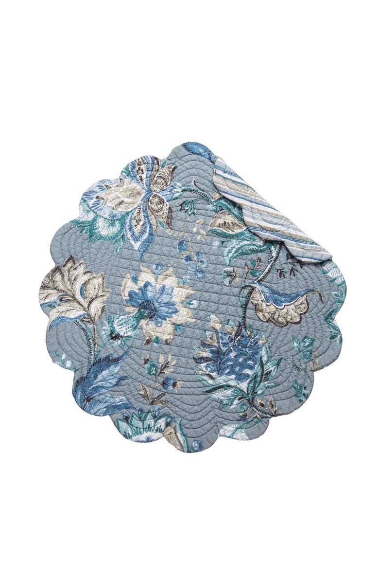 C&F Home Morrison Round Quilted Placemats Set of 6, 17", Alternate, color, Green