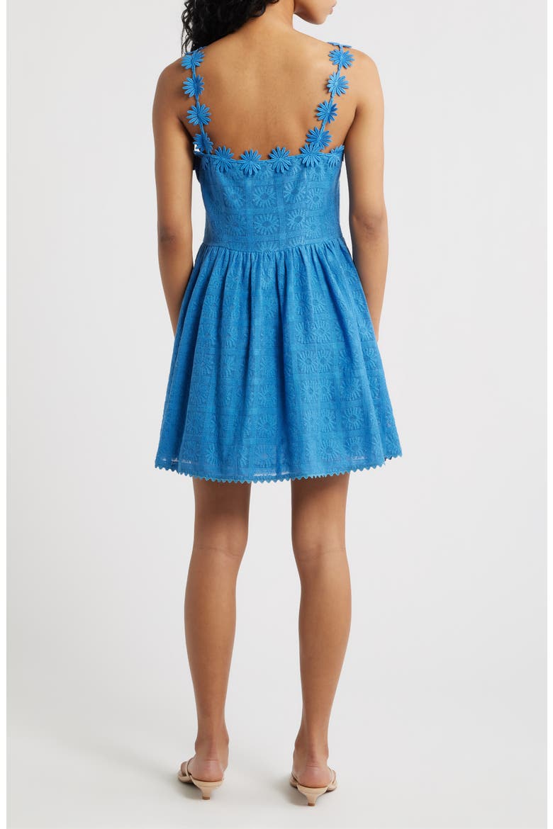 Fara Floral Applique Cotton Mini Sundress, Alternate, color, FRENCH BLUE