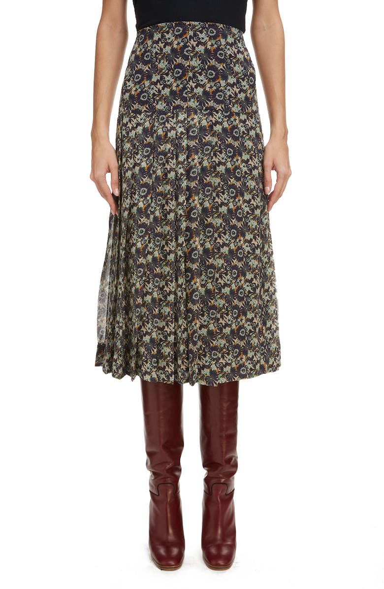 Victoria Beckham High Waist Pleated Silk Skirt, Main, color, 