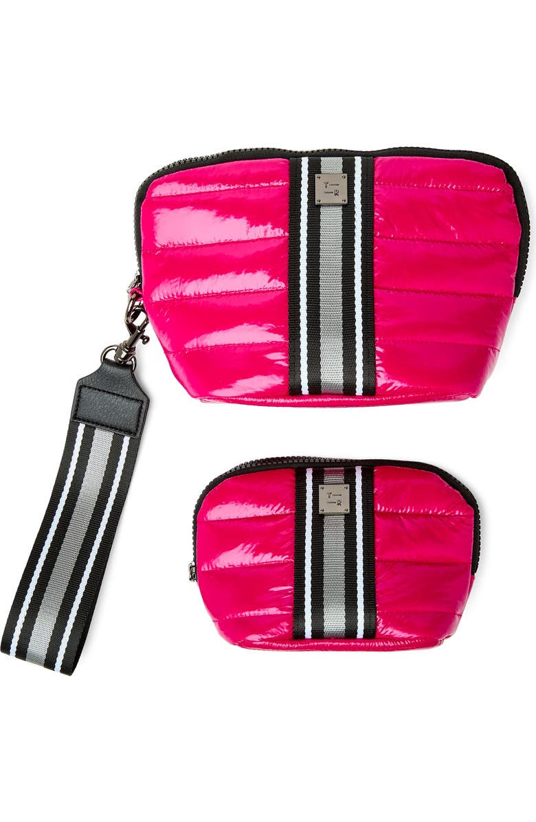 THINK ROYLN Double Stash Set of 2 Zip-Top Travel Pouches, Main, color, Glossy Fuchsia