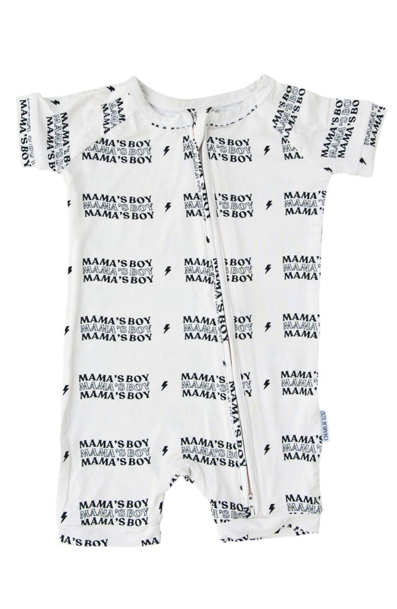 Charlie Lou Baby<sup>®</sup> Double Zipper Shortie Romper | Mama's Boy | 6-12M, Main, color, Beige