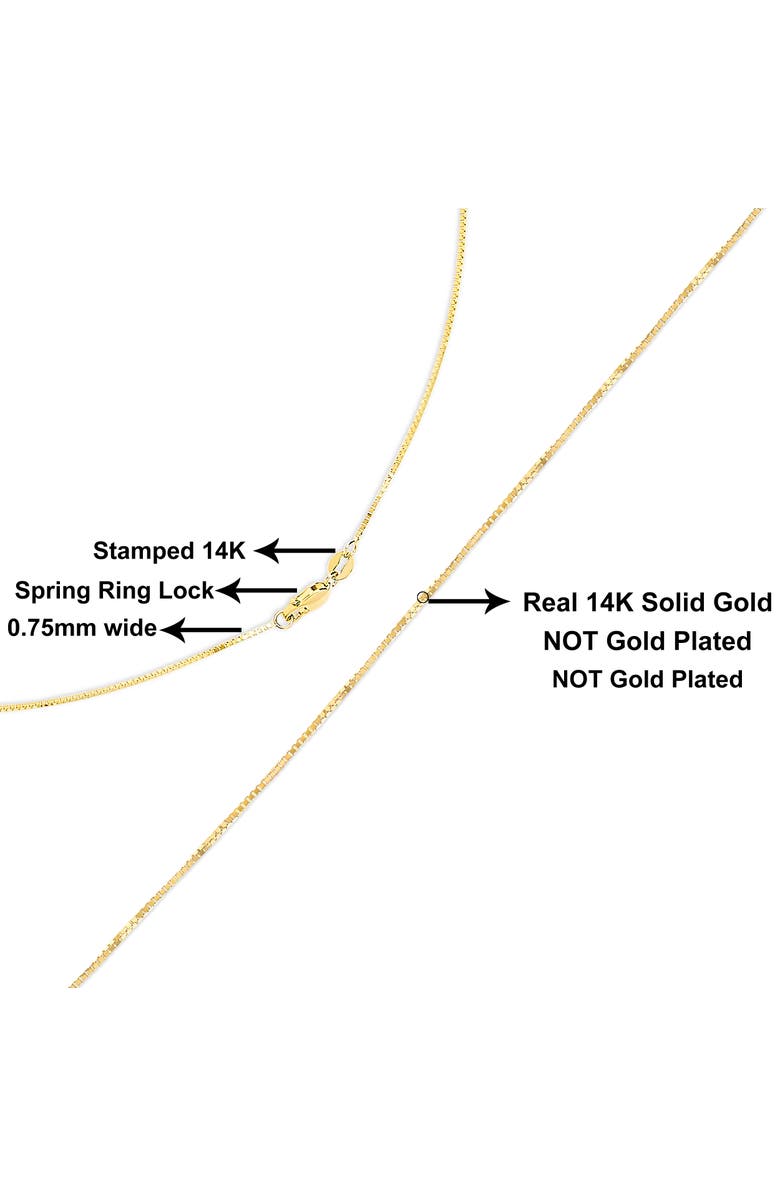 Haus of Brilliance Unisex Solid 14K Gold 0.75mm Classic Box Chain Necklace, Alternate, color, Yellow