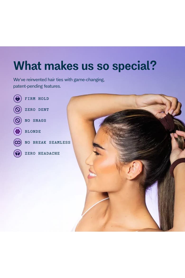 Thick Fit Hair Bands, Damage Free Hair Ties Made with Seamless Microfiber Elastics, Alternate, color, Dark Brown
