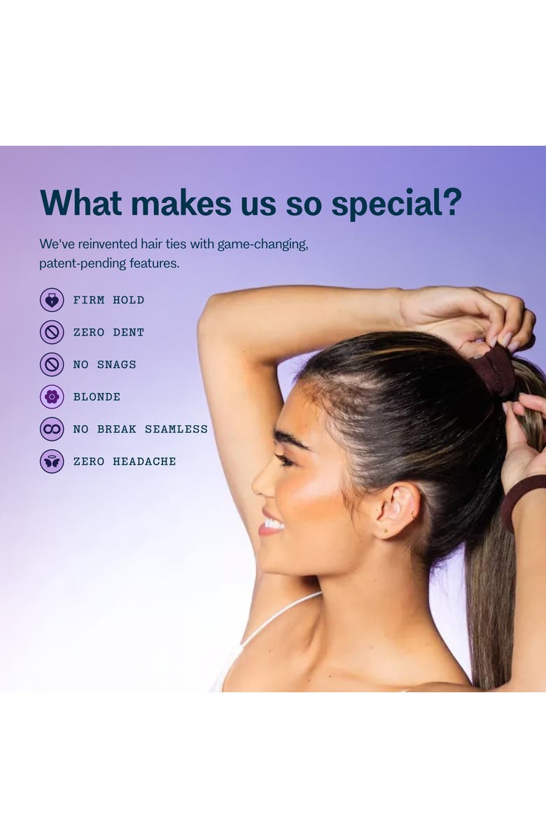 Gimme Beauty Thick Fit Hair Bands, Damage Free Hair Ties Made with Seamless Microfiber Elastics, Alternate, color, Dark Brown