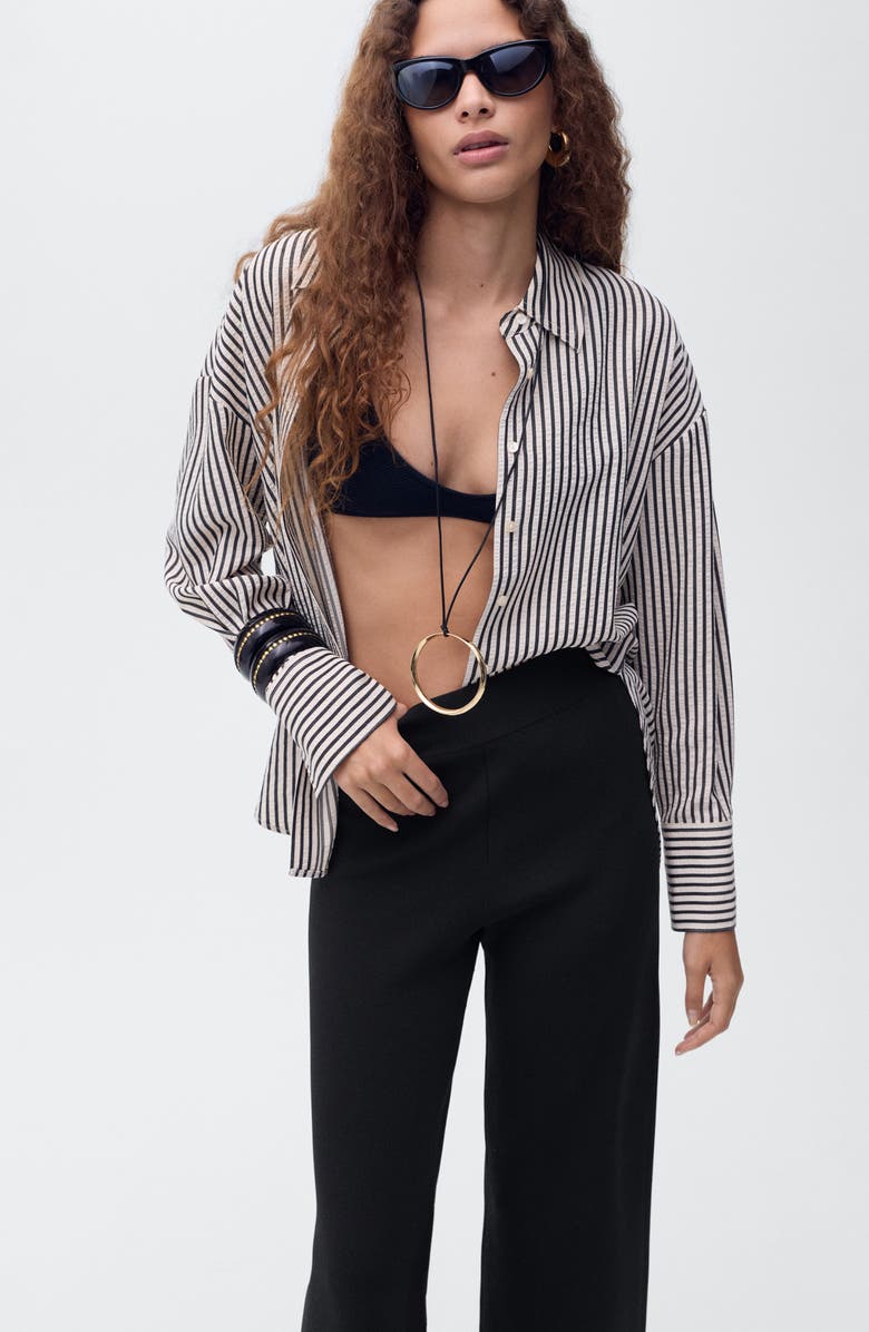 MANGO Straight Leg Knit Pants, Alternate, color, Black