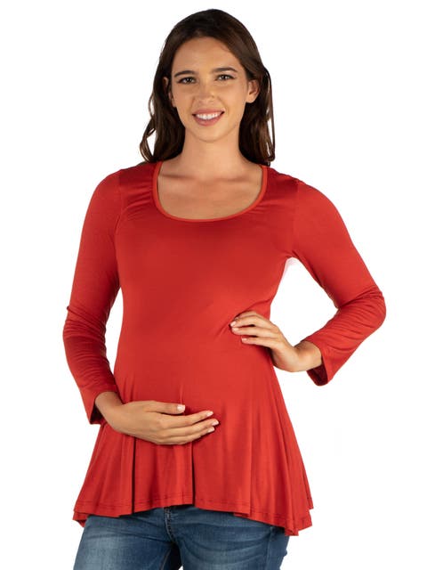 Maternity Long Sleeve Swing Style Flared Tunic Top
