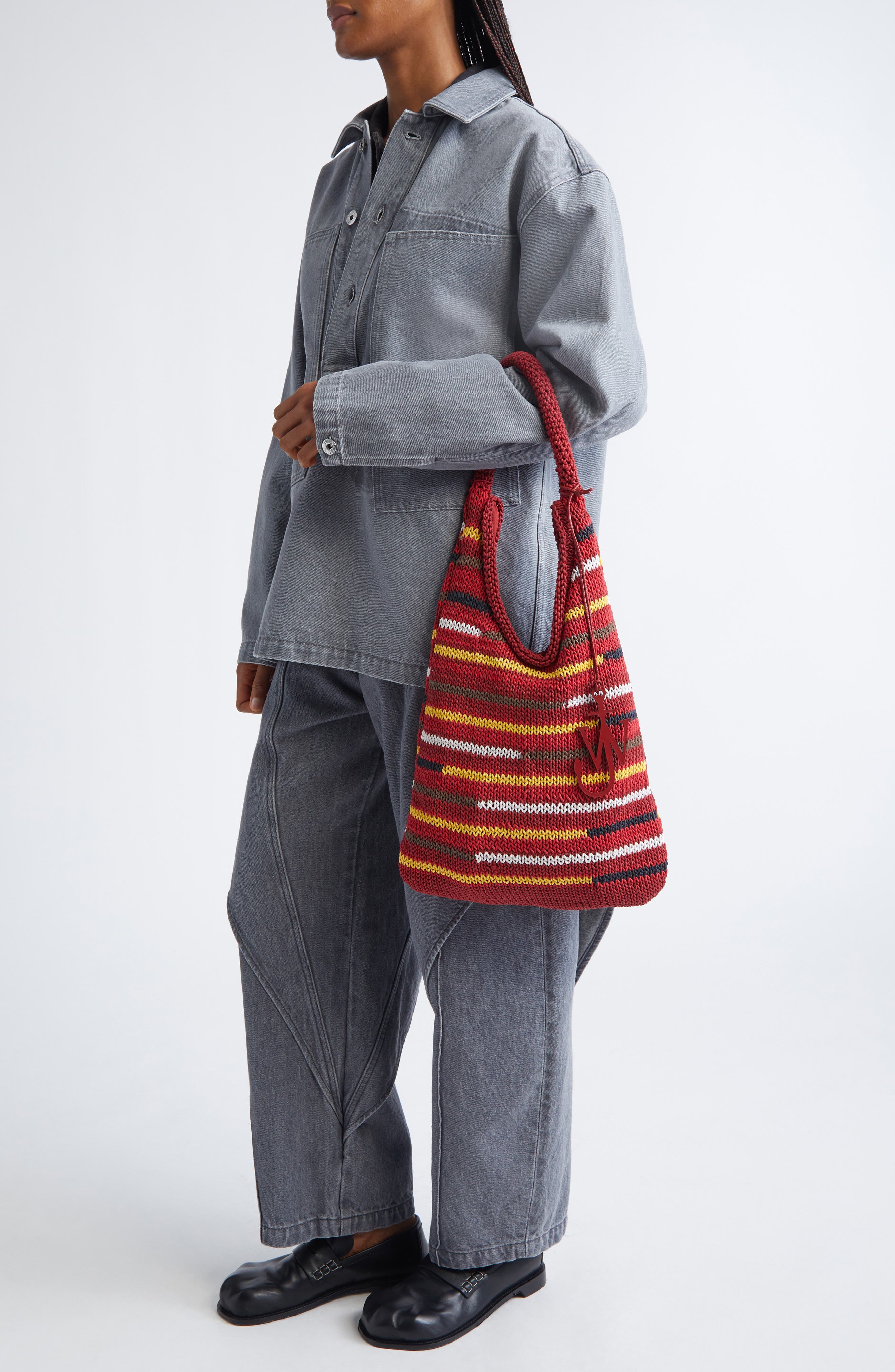 JW Anderson Knit Hobo Bag, Alternate, color, Red/ Multi 452