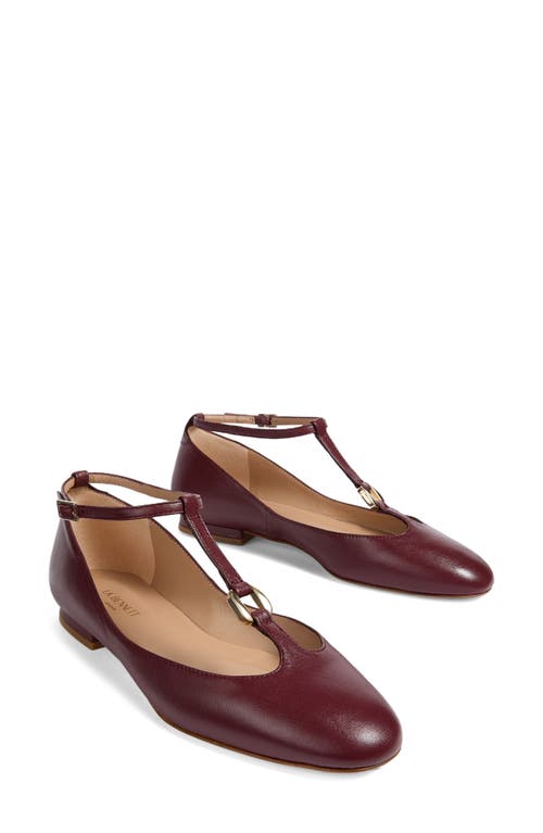 Lk Bennett Minna T-strap Flat In Burgundy