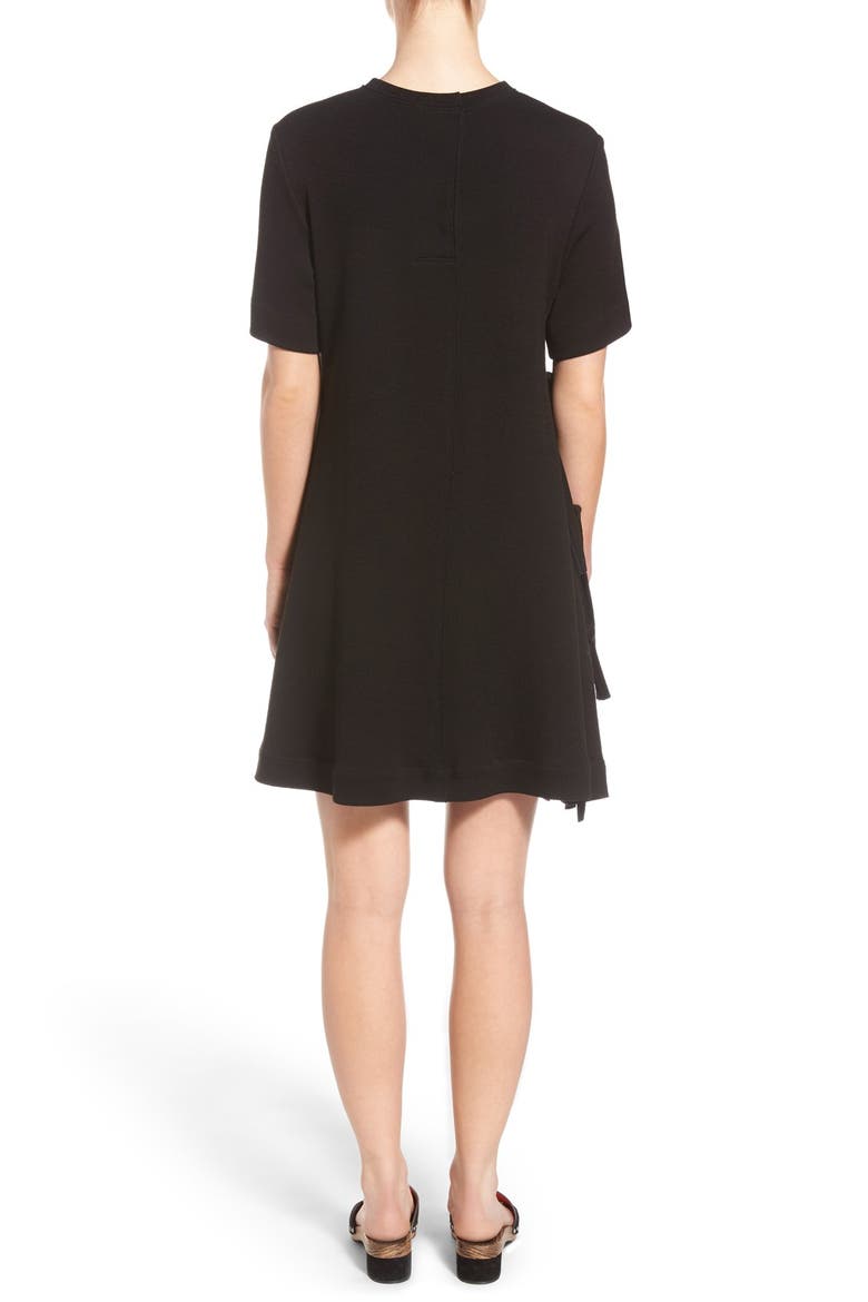 Flared Side Tie Jersey Dress, Alternate, color, BLACK