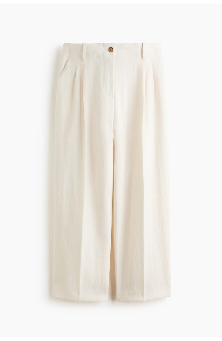 H&M Ankle-length Twill Trousers, Alternate, color, Cream