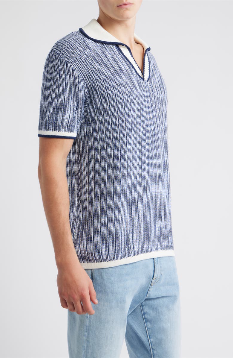 MAVRANS Marled Johnny Collar Polo, Alternate, color, Blue