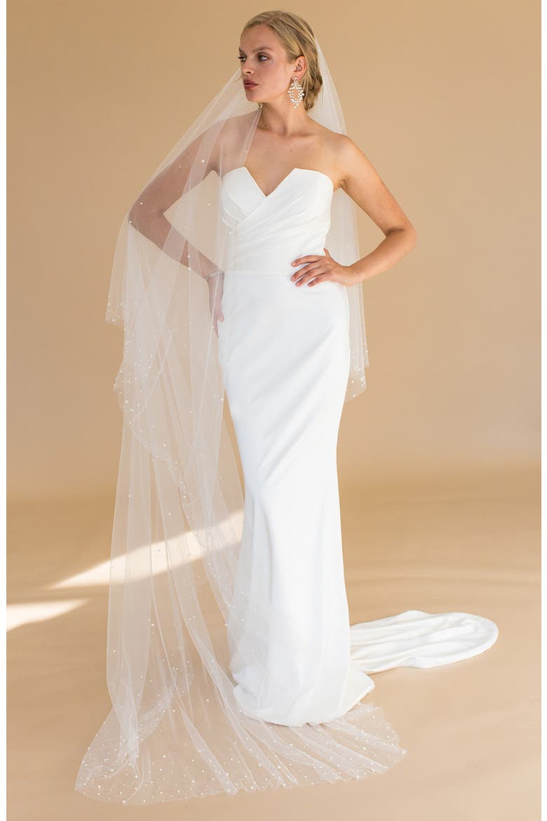 Arwen Imitation Pearl Cathedral Veil (Nordstrom Exclusive), Alternate, color, IVORY