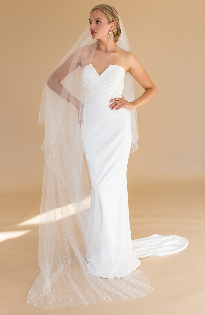 Brides & Hairpins Arwen Imitation Pearl Cathedral Veil, Alternate, color, Ivory