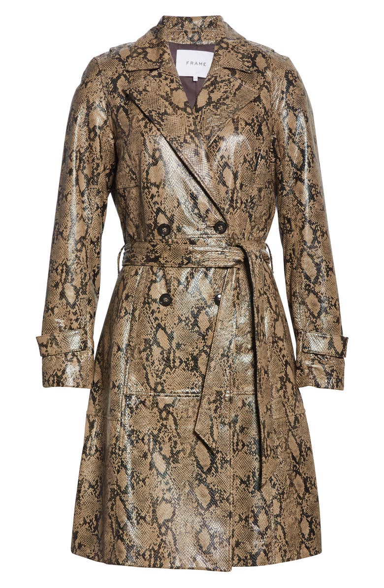 FRAME Python Embossed Leather Trench Coat, Alternate, color,