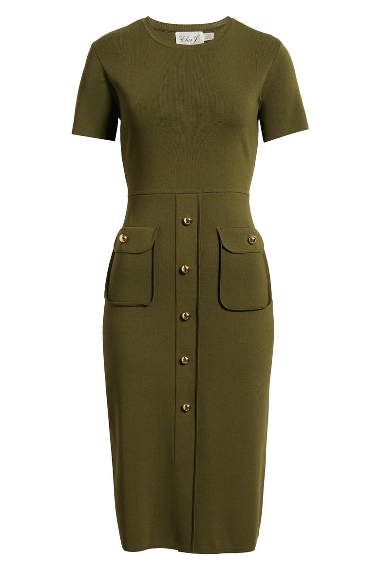 Fitted Midi Sweater Dress, Alternate, color, OLIVE